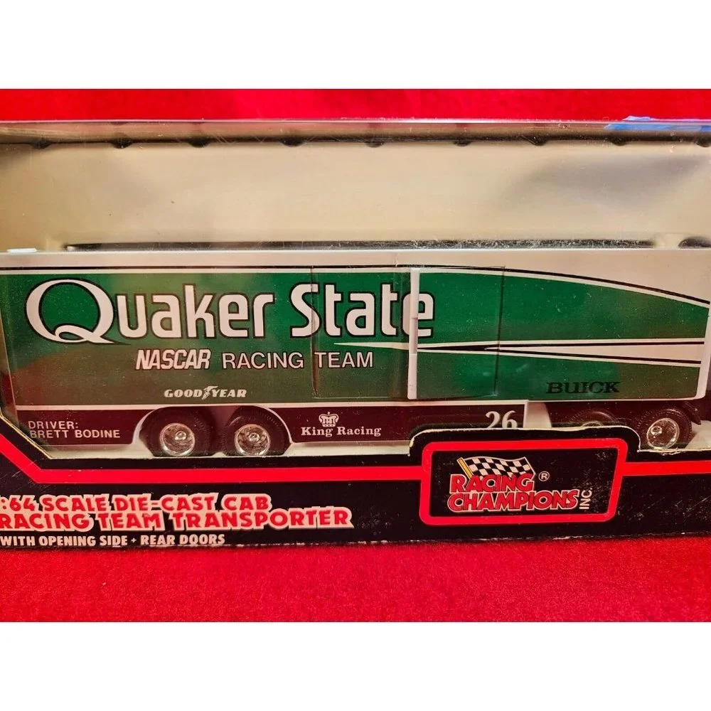 BRETT BODINE NASCAR TRANSPORTER BUNDLE w/MATCHING STOCKCAR & PLAYER CARD